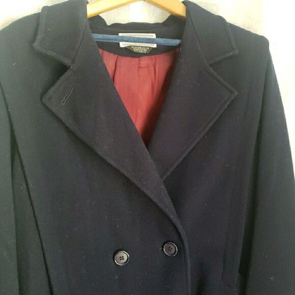 Westbound Dillard's Pea Coat Navy Double Breasted 100% Wool Shell Size 12 - Picture 6 of 13